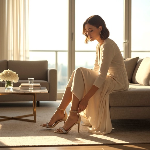 Stuart Weitzman Nudistcurve Embellished Suede Ankle Strap – NIB Size 7.5 & 8.5 - Picture 2 of 2